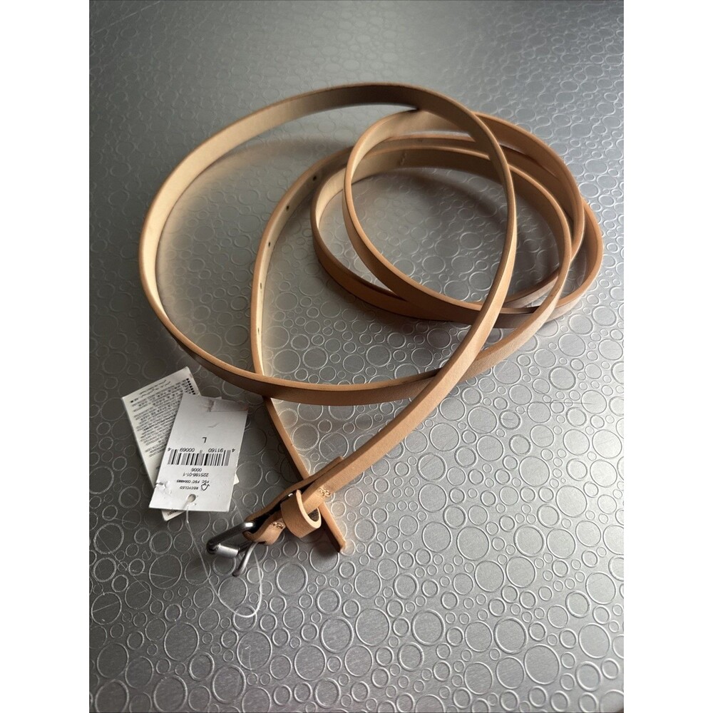 NWT Gap Leather Skinny Double Wrap Waist Belt Natural Tan Beige - Size L New